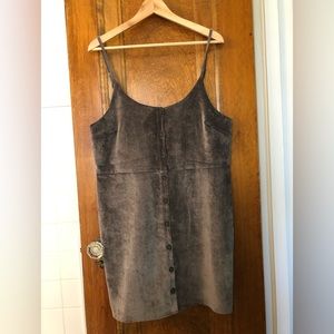 Urban Outfitters Faux Suede Button Up Grey Mini Dress, Large